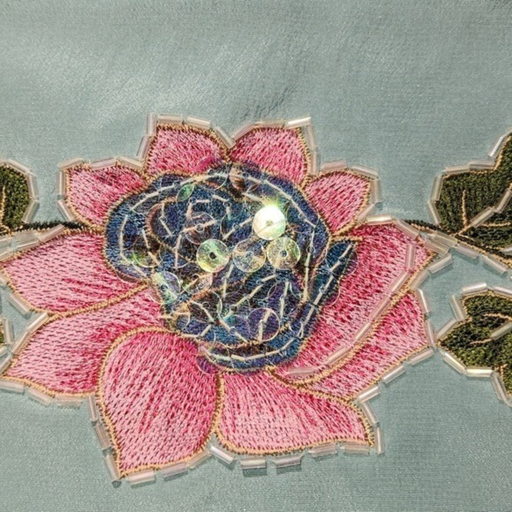 Silkland blouse women Y2K Vtg Floral Tie Embellished Belt Romantic Fairy med. - Picture 10 of 16